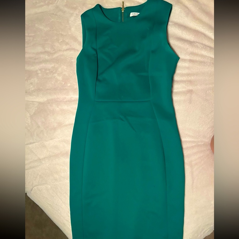 green Calvin Klein dress